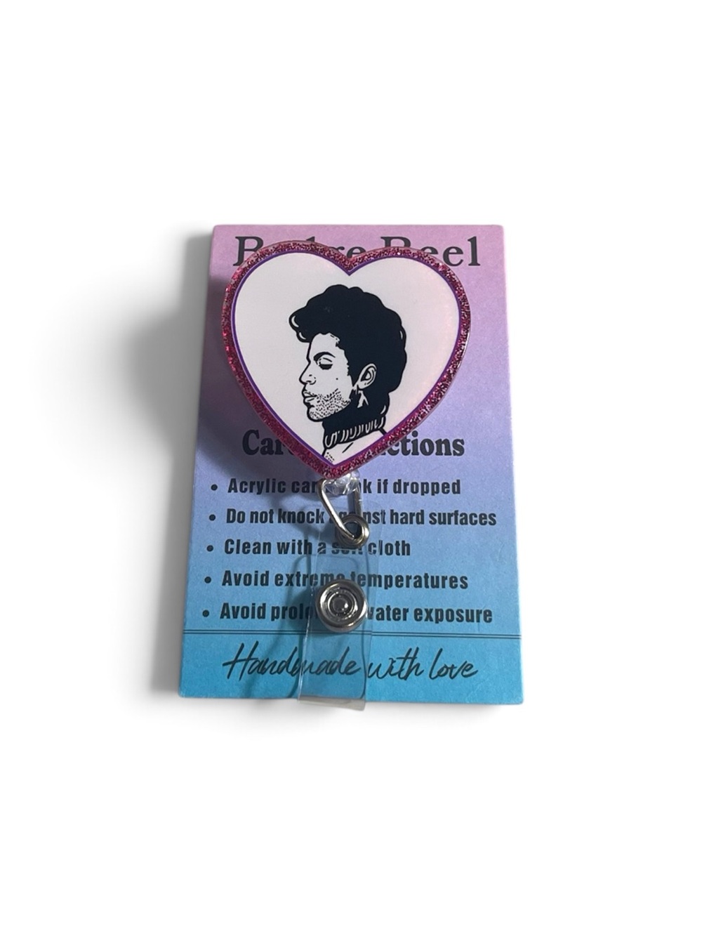 Prince Badge Reel with Purple Glitter Trim